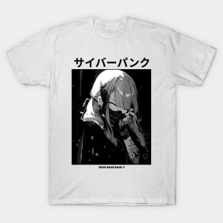 Black and White Cyberpunk Girl T-Shirt